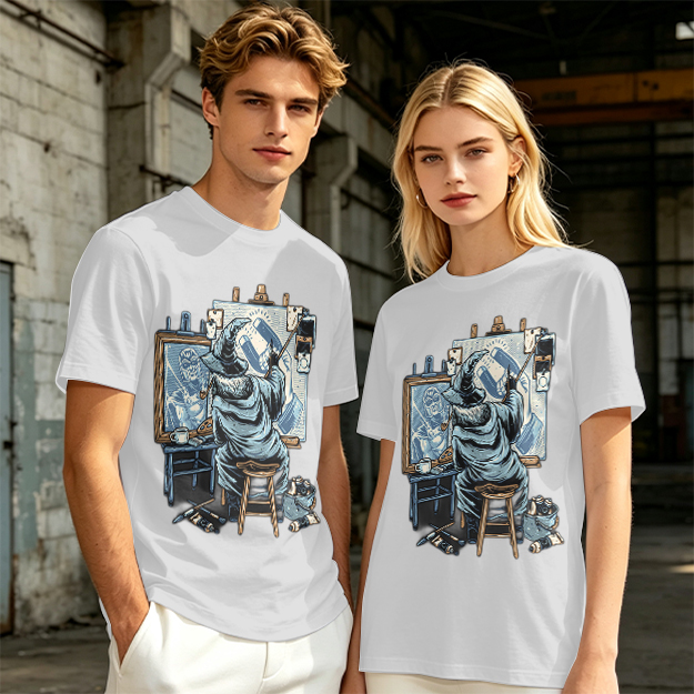 Olive T-Shirt Featuring Wizard Painting Superhero Artwork