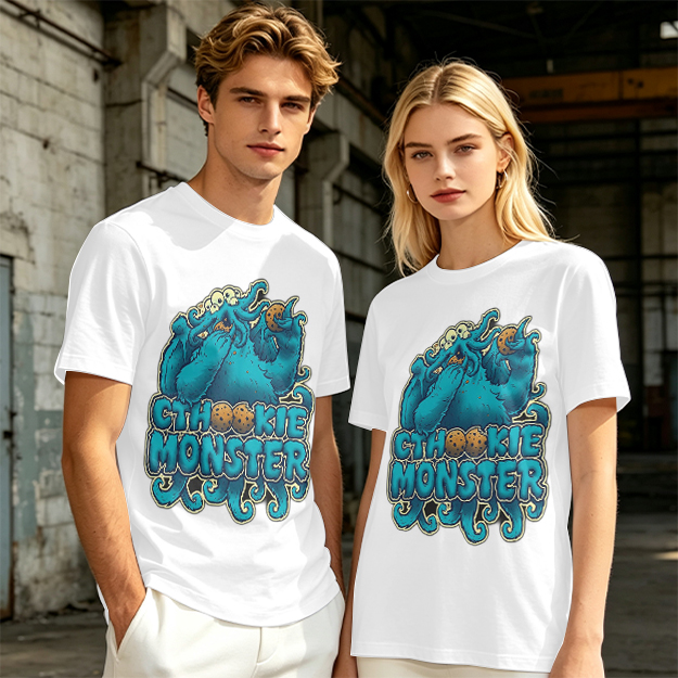 Olive t-shirt with Cthookie Monster graphic print