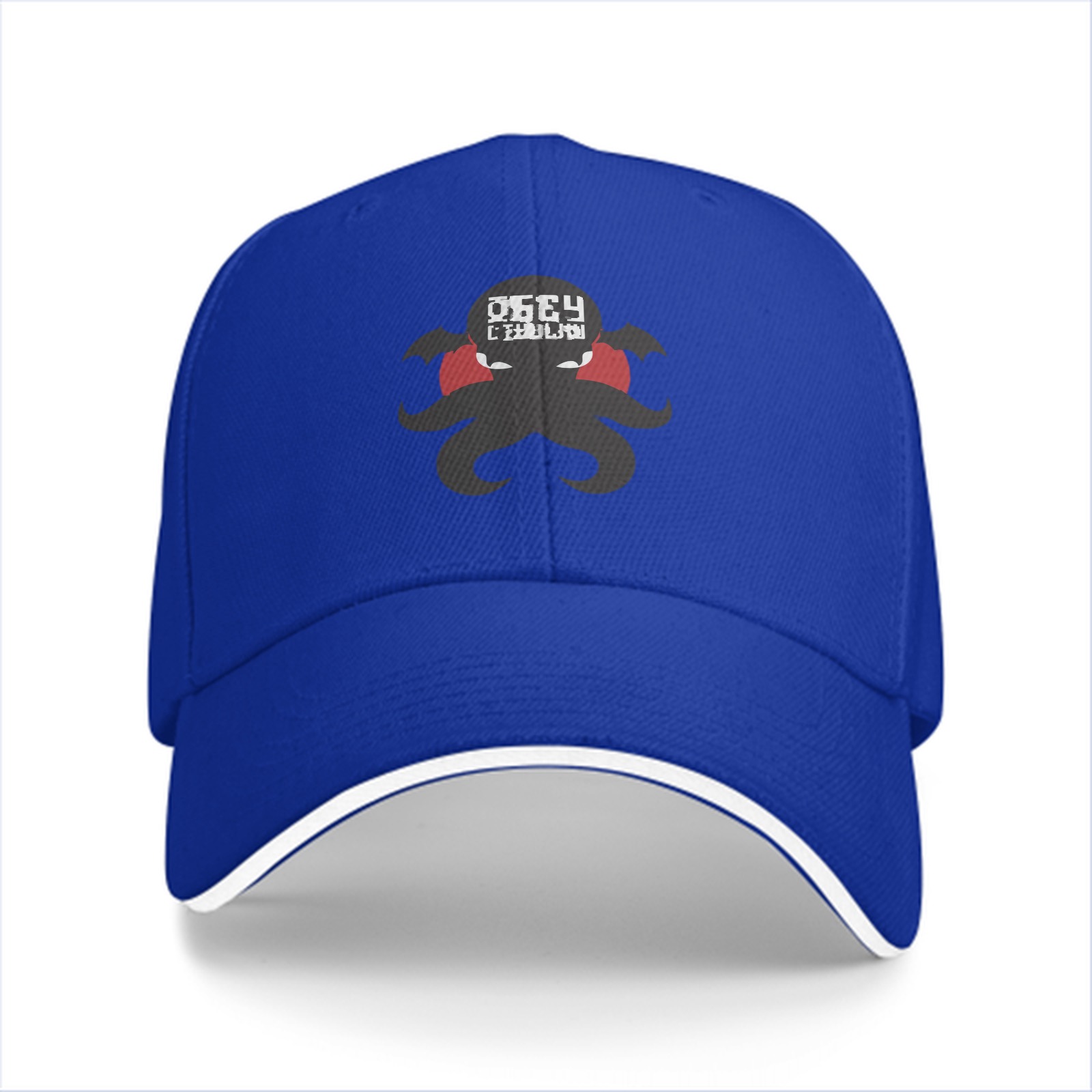 Black Baseball Cap With Octopus Graphic And Text Print