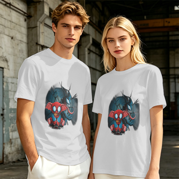 Olive T-Shirt With Spider-Eleven And Venom-Inspired Graphic Print