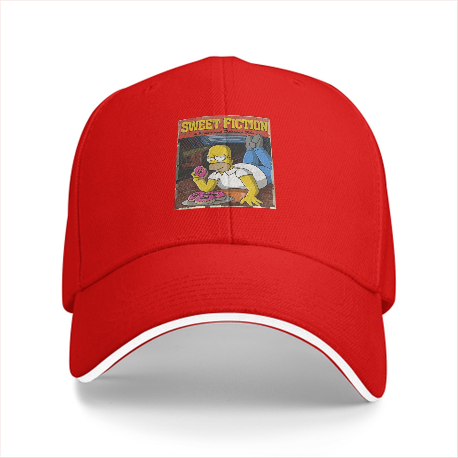 Black baseball cap with Homer Simpson Sweet Fiction graphic