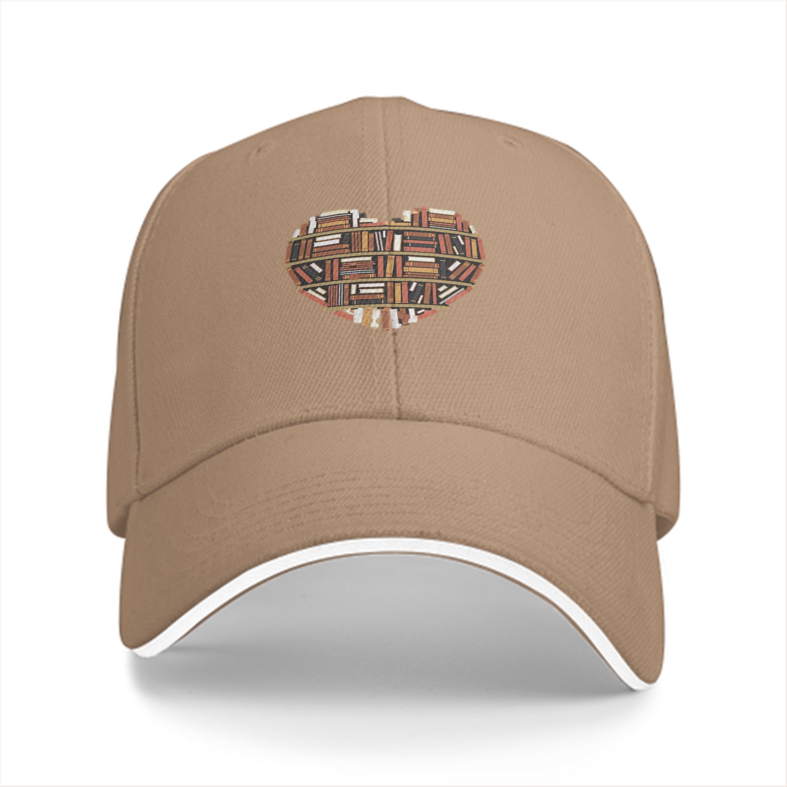 Black Baseball Cap With Heart Shaped Bookshelf Artwork