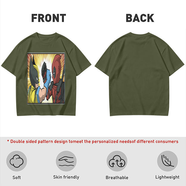 Wolverine and Deadpool Fist Bump Graphic T-Shirt