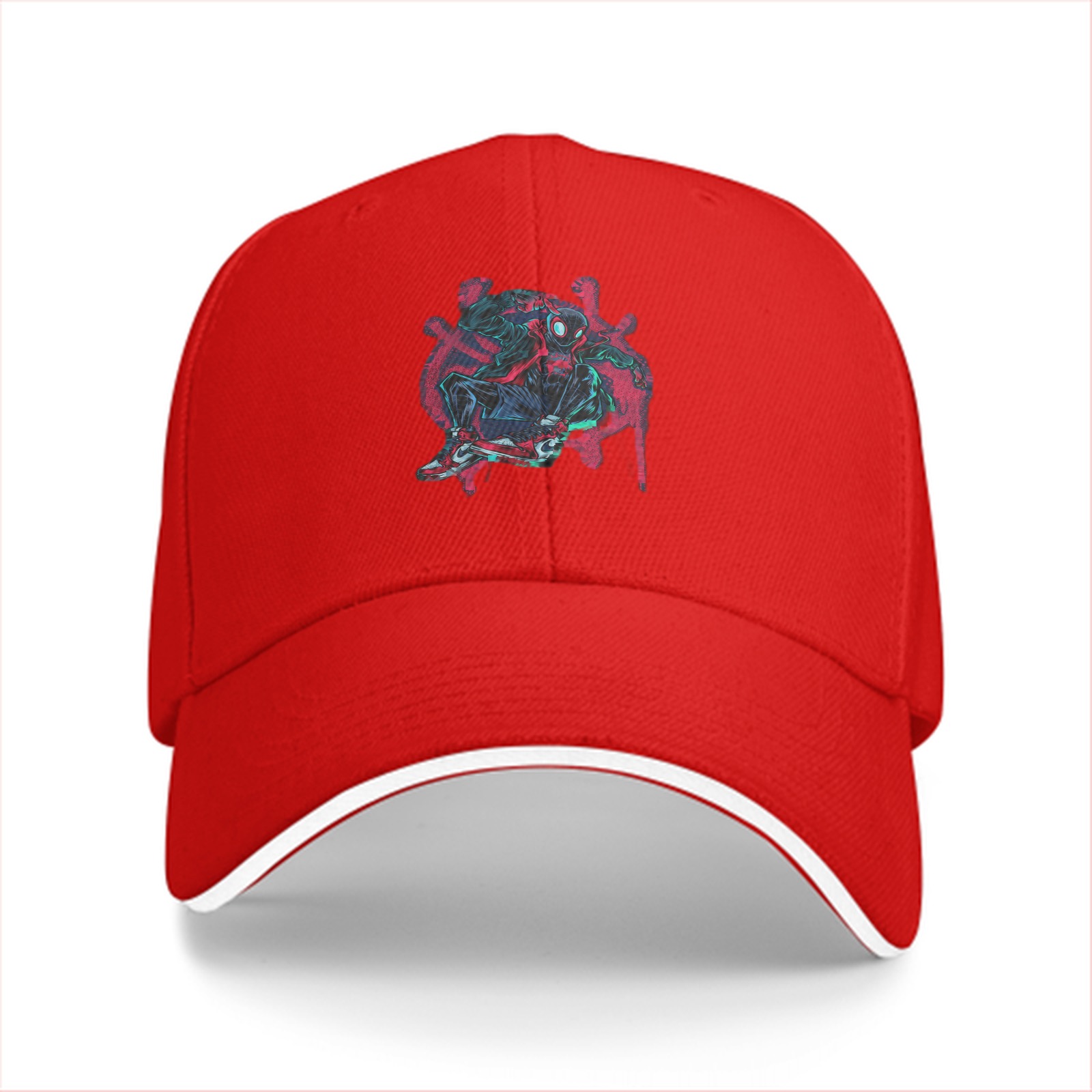 Black Baseball Cap With Miles Morales Spider-Man Graphic