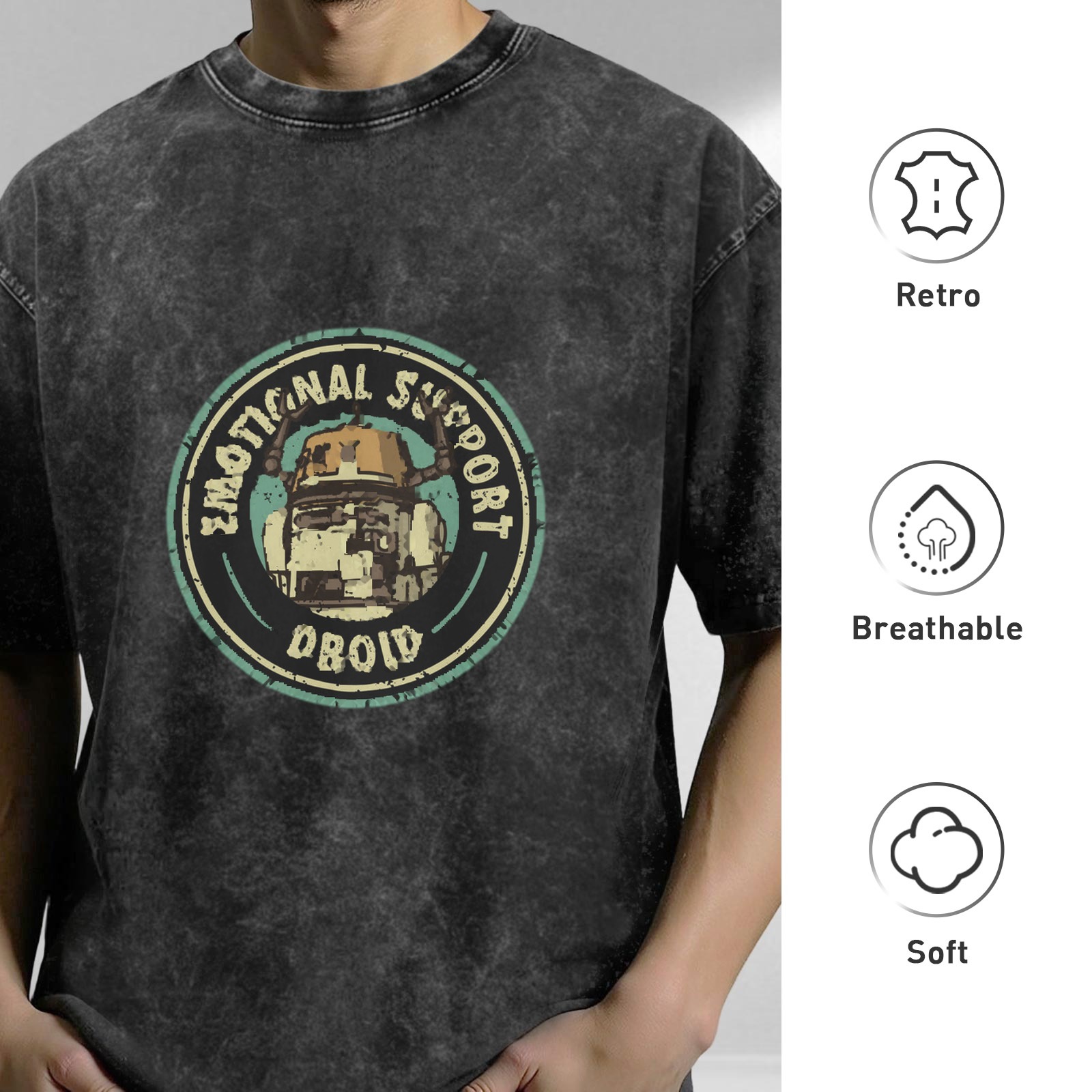 Emotional Support Droid Vintage Wash T-Shirt