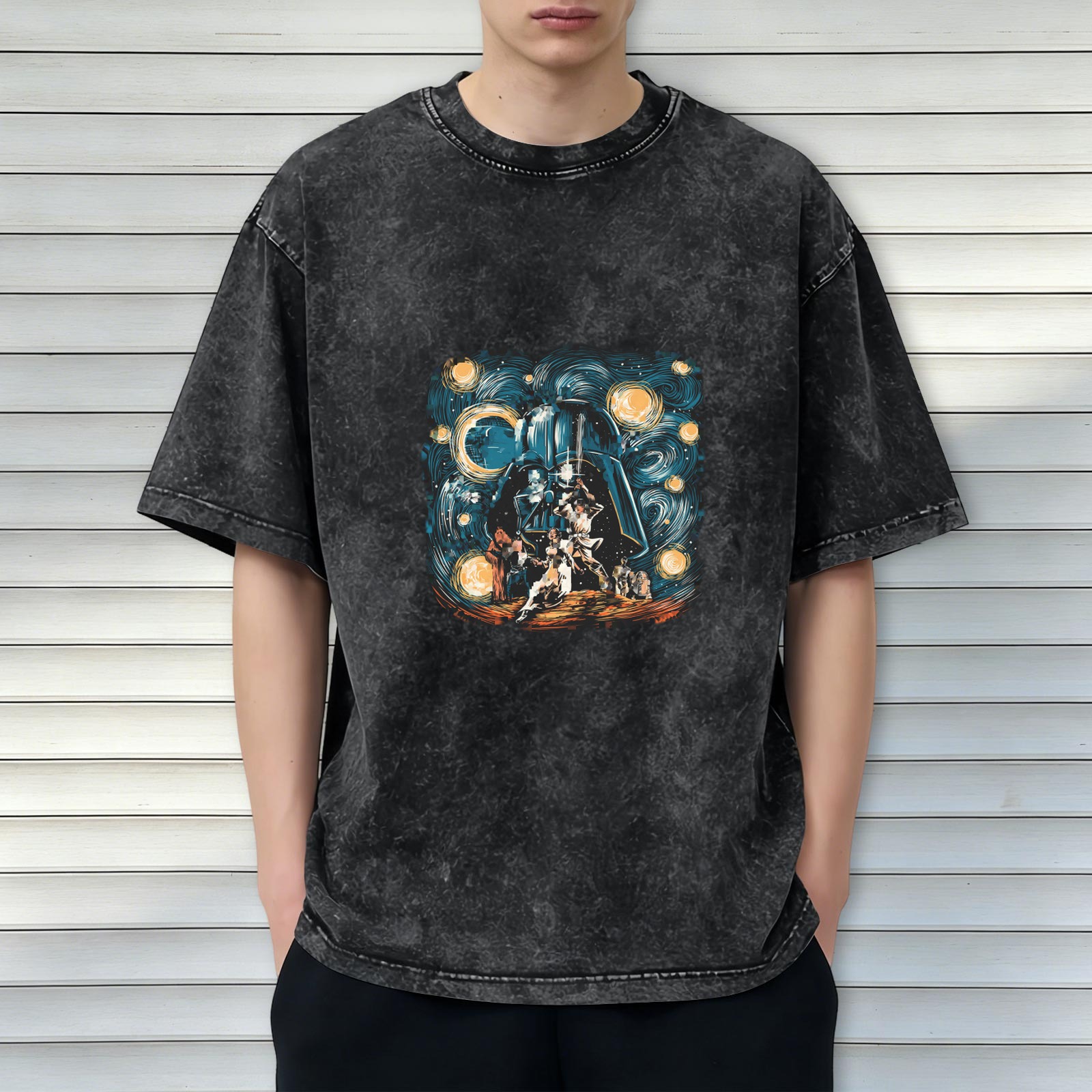 Star Wars Darth Vader Starry Night Graphic Vintage Wash T-Shirt