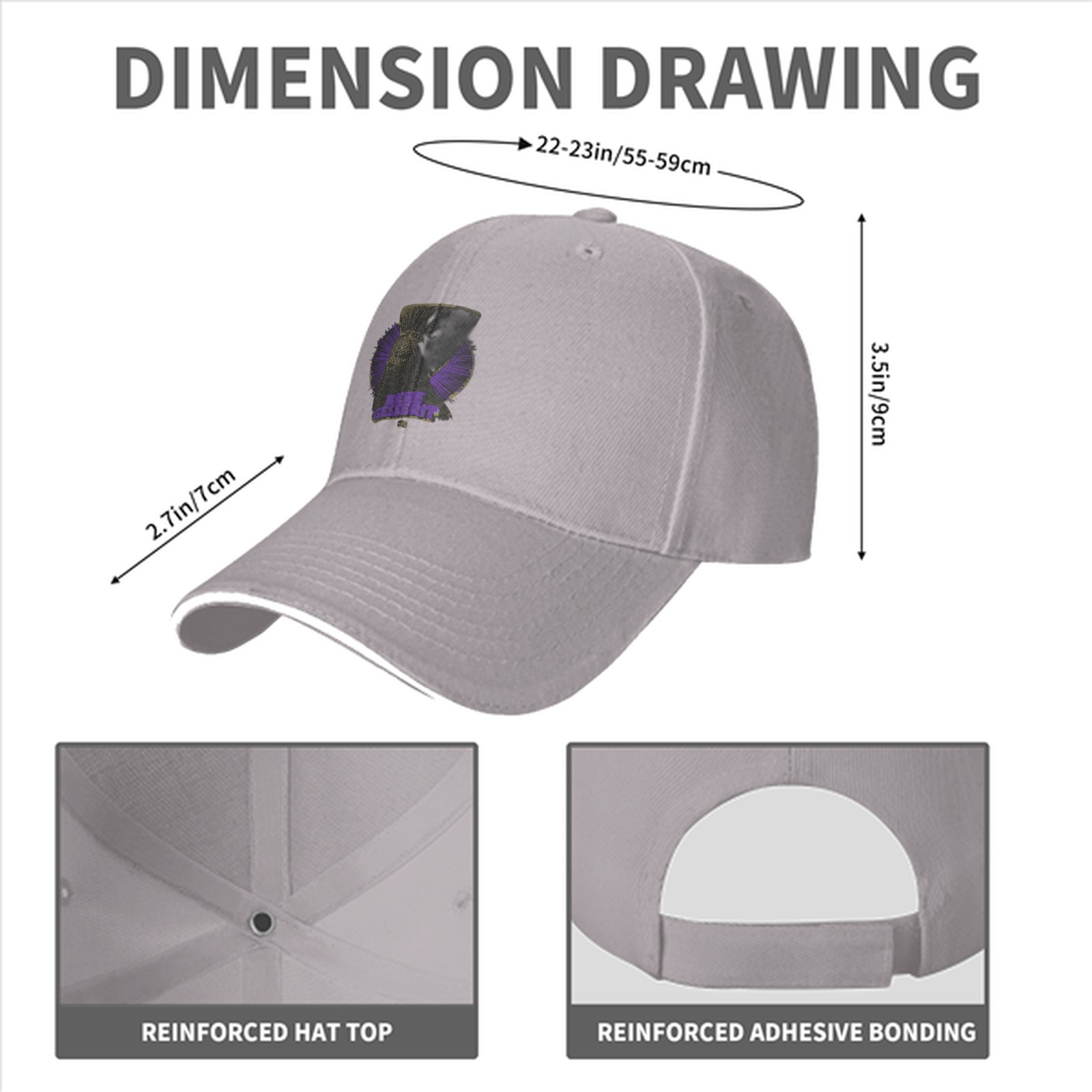 Black Baseball Cap With Purple Graphic Print Design