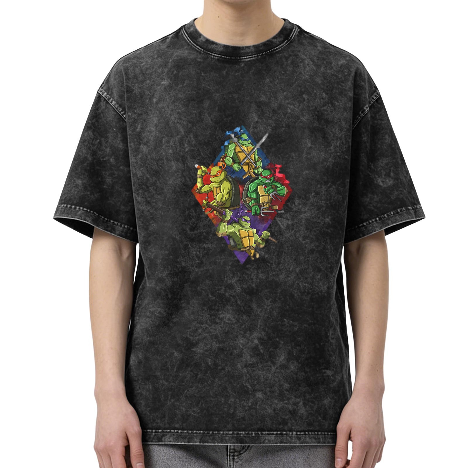 Teenage Mutant Ninja Turtles Graphic Stonewashed Black T-Shirt