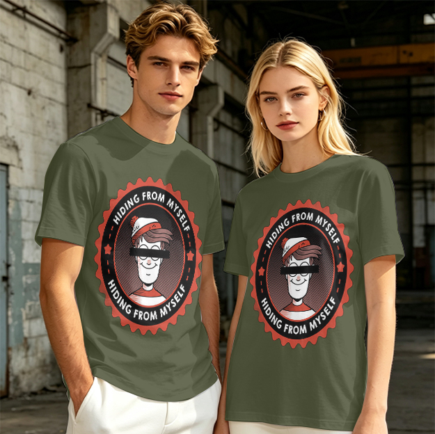 Olive T-Shirt With Hiding From Myself Graphic Print