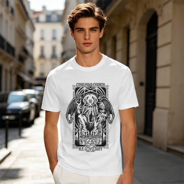 Olive Cthulhu H.P. Lovecraft Graphic T-Shirt