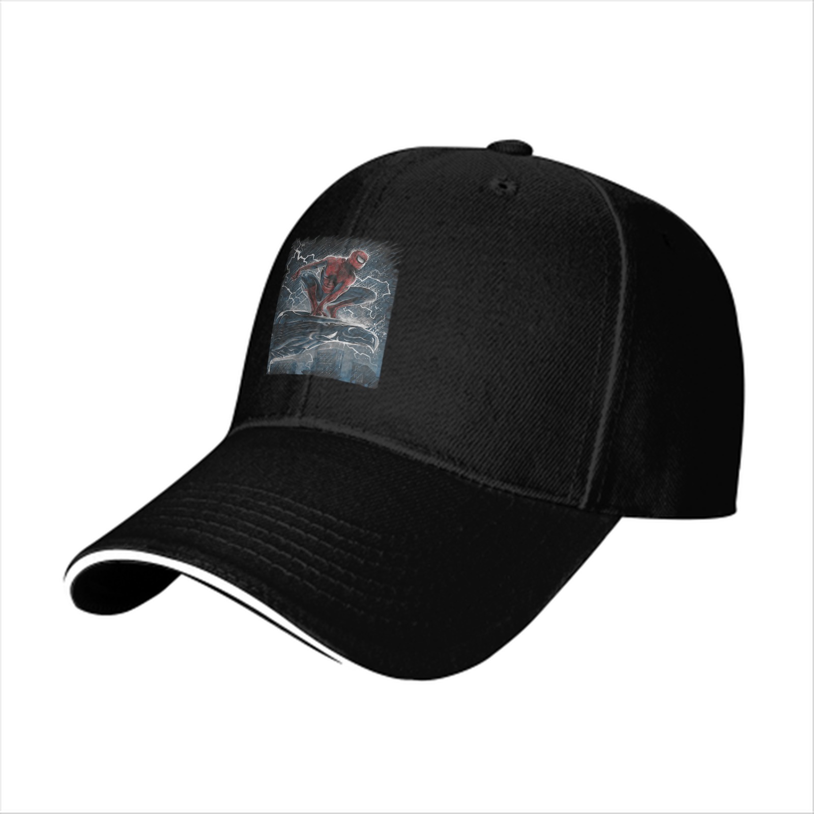 Black Baseball Cap With Spider-Man Lightning Storm Graphic