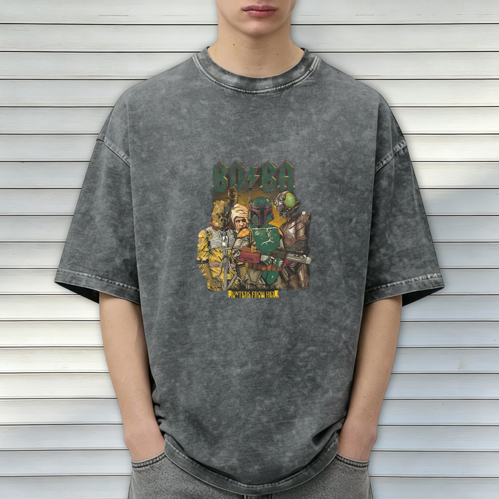 Star Wars Boba Fett Bounty Hunters Vintage Wash Graphic T-Shirt