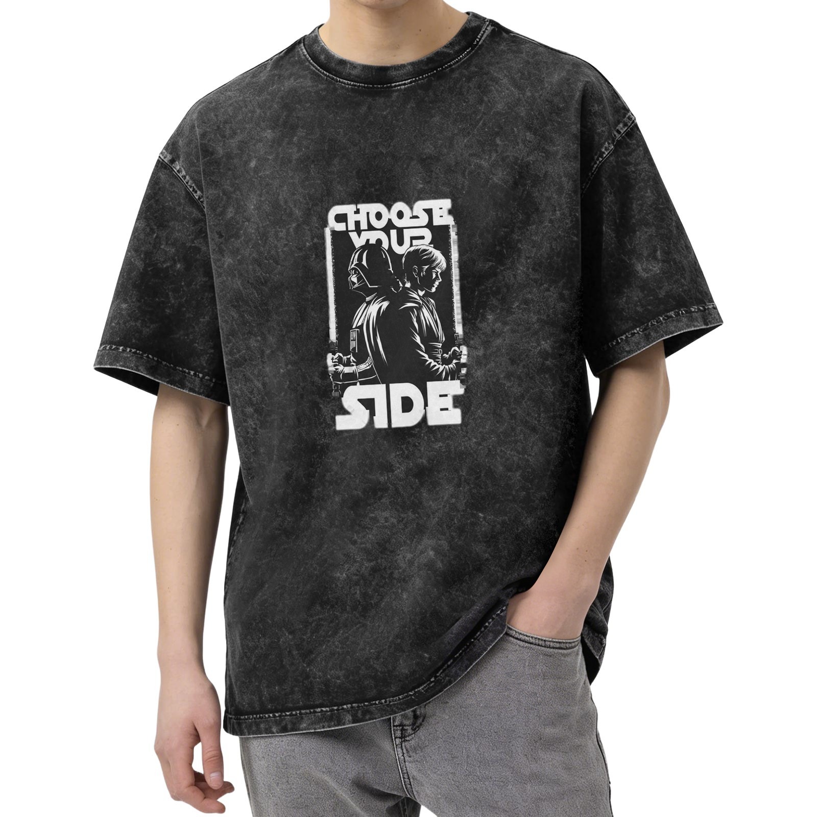 Star Wars Choose Your Side Graphic Acid Wash T-Shirt