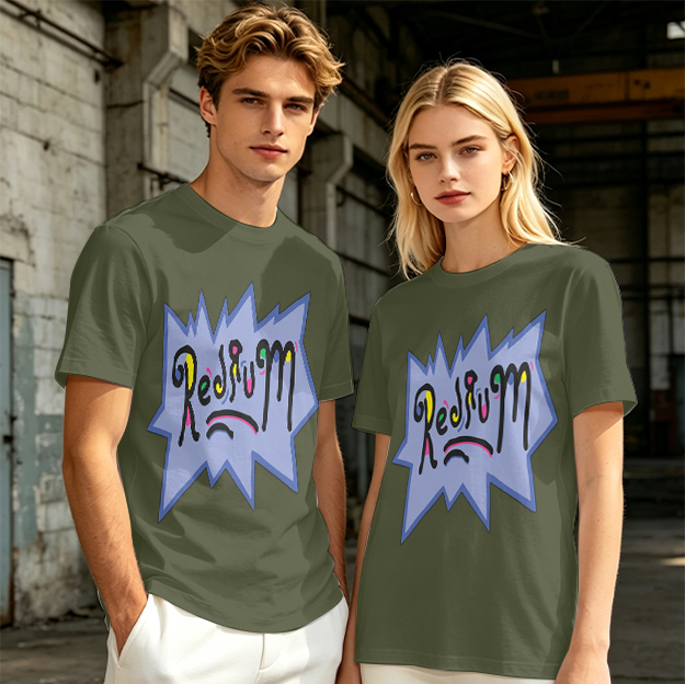 Olive Green T-Shirt With Playful Redrum Graphic Print
