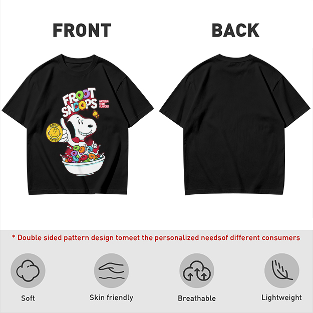 Olive T-Shirt with Snoopy Froot Snoops Cereal Bowl Graphic
