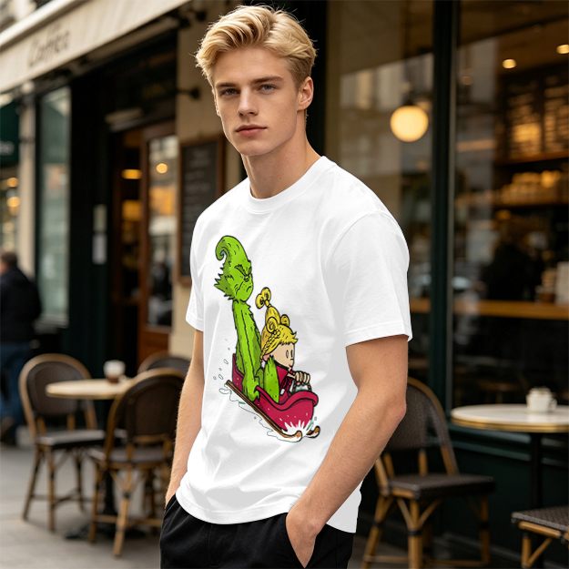 Grinch and Cindy Lou Who Sledding Graphic T-Shirt