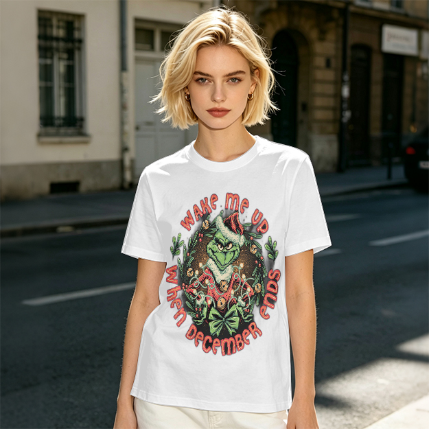 Wake Me Up When December Ends Grinch Christmas T-Shirt