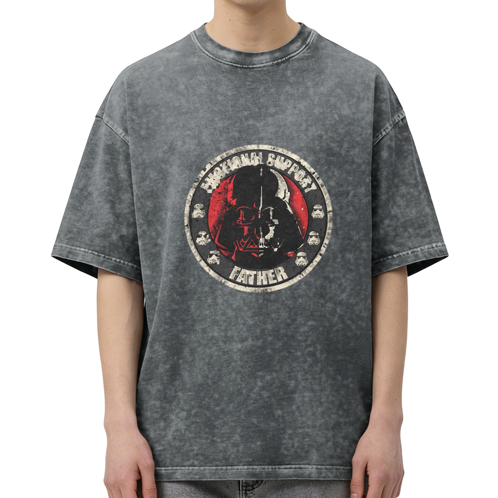 Star Wars Darth Vader Emotional Support Father Acid Wash T-Shirt