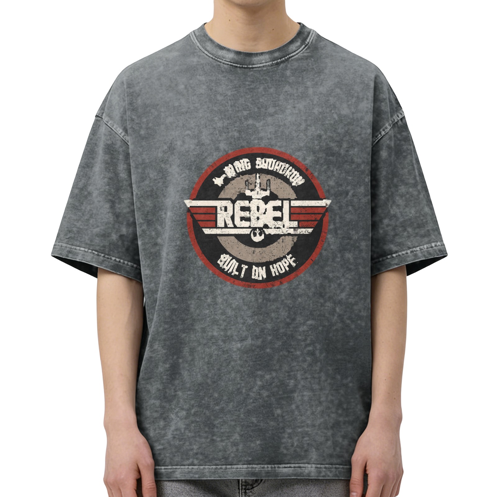Wing Squadron Rebel Built On Hope Acid Wash T-Shirt
