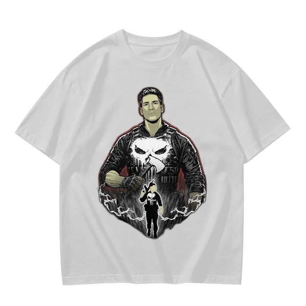 Olive T-shirt with Punisher Skull Graphic Art Print