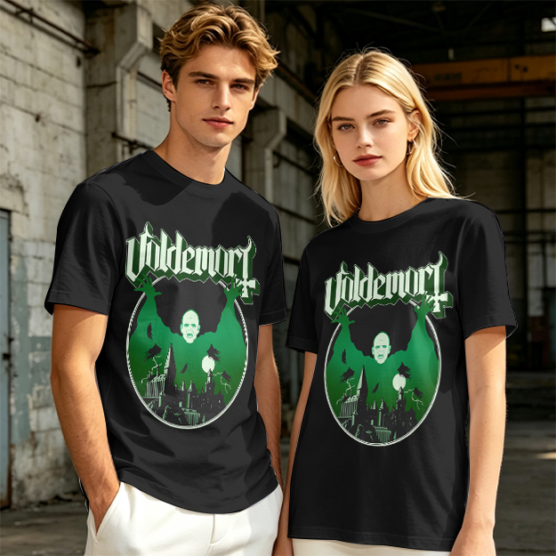 Olive T-shirt with Voldemort Dark Fantasy Graphic Print