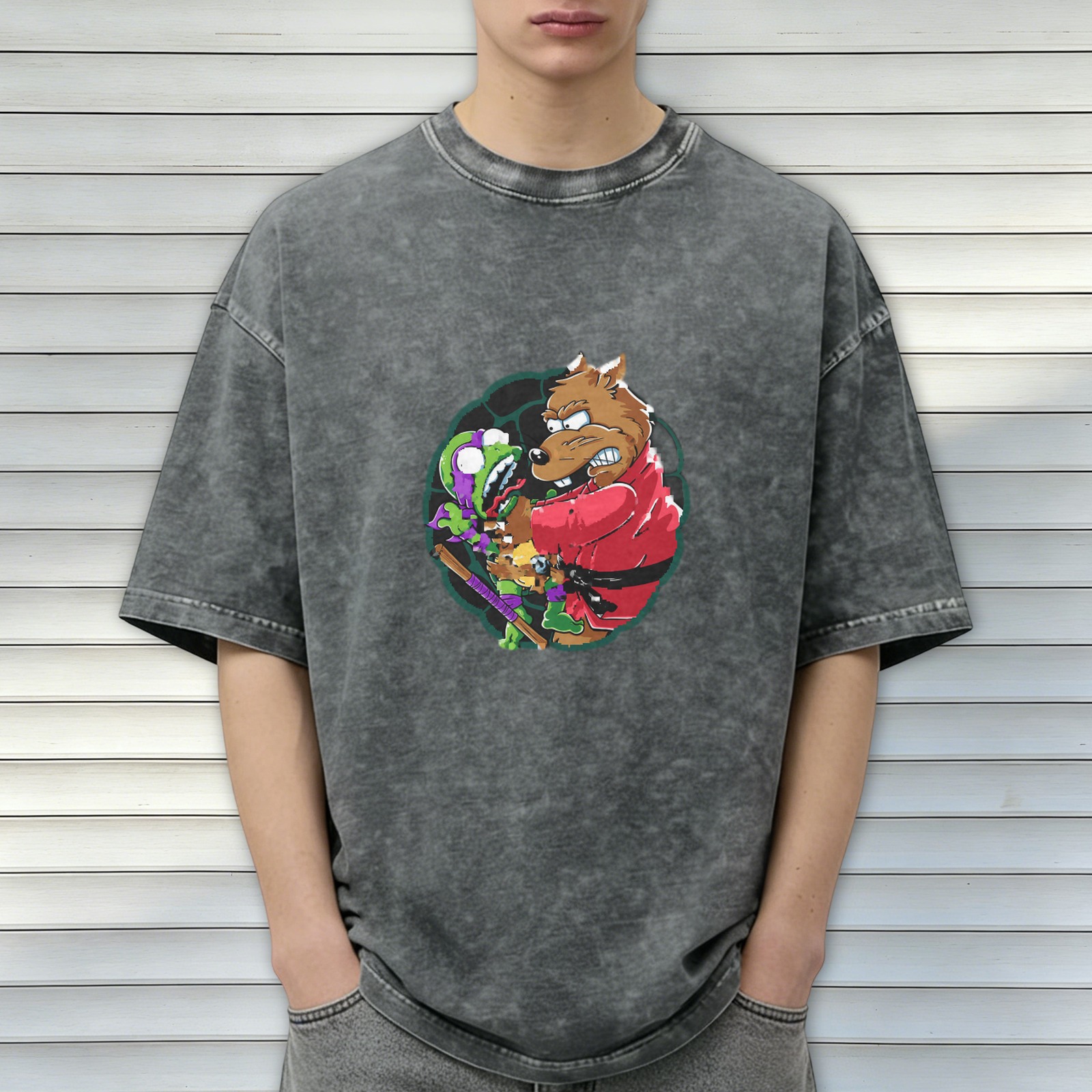 Teenage Mutant Ninja Turtles Splinter Graphic Acid Wash T-Shirt