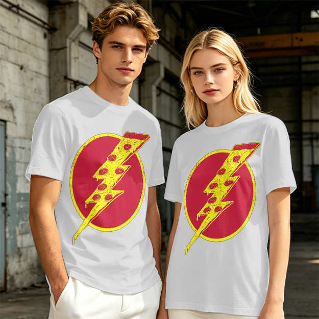 Olive T-Shirt With Pizza Lightning Bolt Graphic