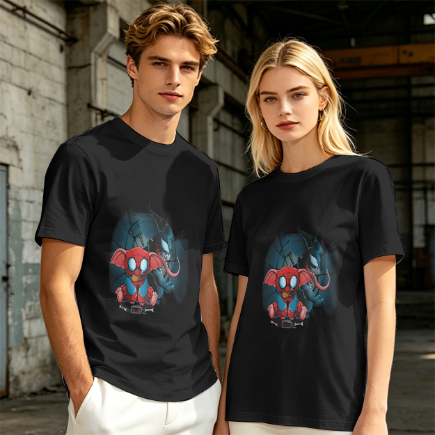 Olive T-Shirt With Spider-Eleven And Venom-Inspired Graphic Print