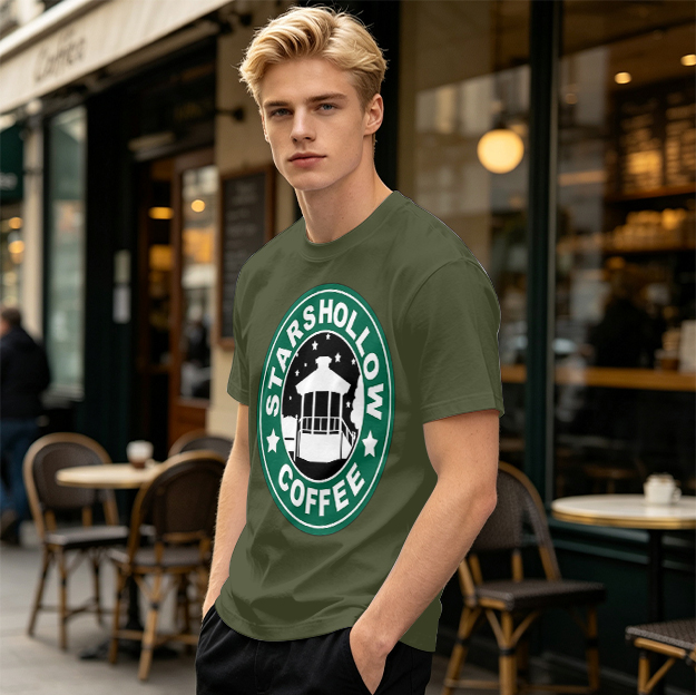 Starshollow Coffee Graphic Olive T-Shirt