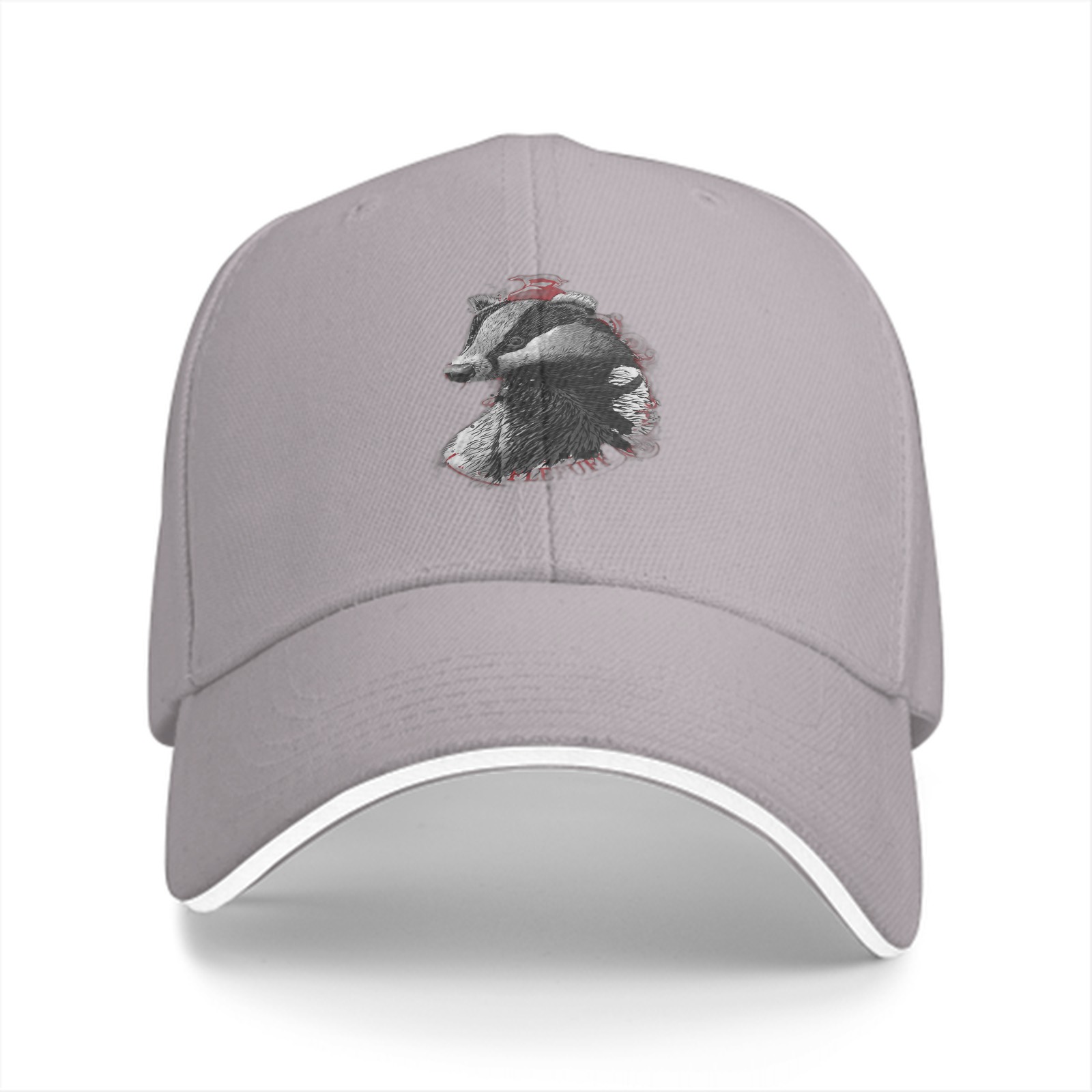 Black Baseball Cap With Detailed Badger Head Graphic Design