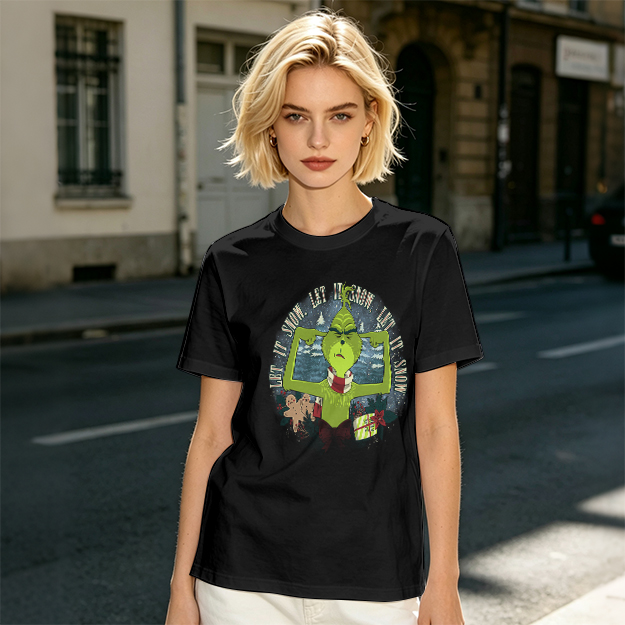 Olive Grinch Christmas Let It Snow Graphic T-Shirt