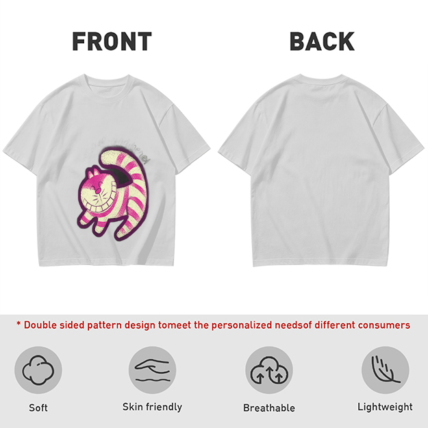 Olive T-Shirt with Cheshire Cat Graphic Print