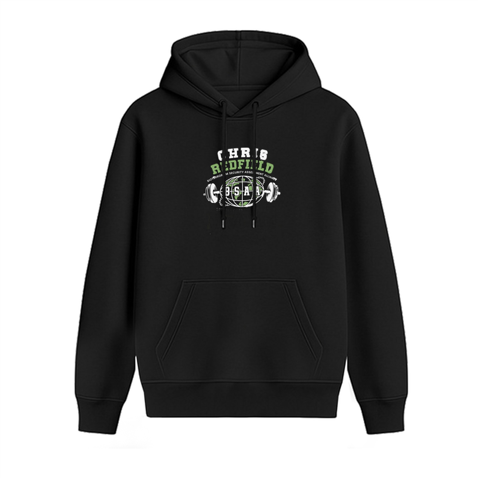 Chris Redfield BSAA Barbell Graphic Black Hoodie