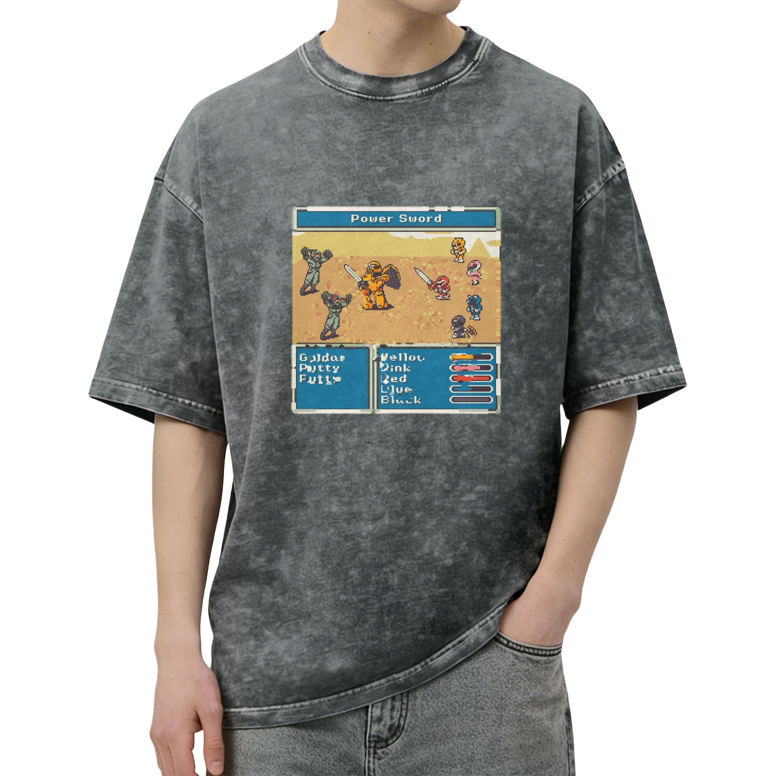 Vintage Power Rangers 8-bit Video Game Graphic T-Shirt