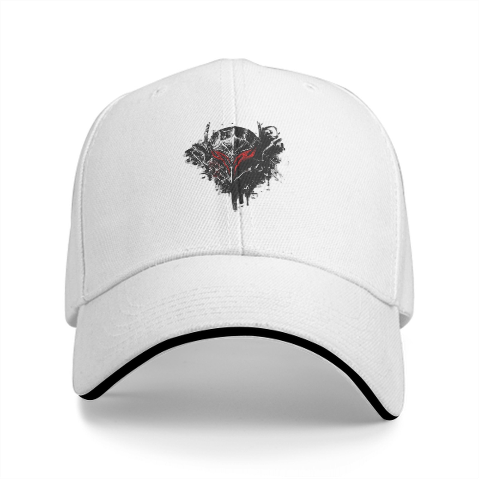 Black Baseball Cap With Dark Fantasy Helmet Graphic