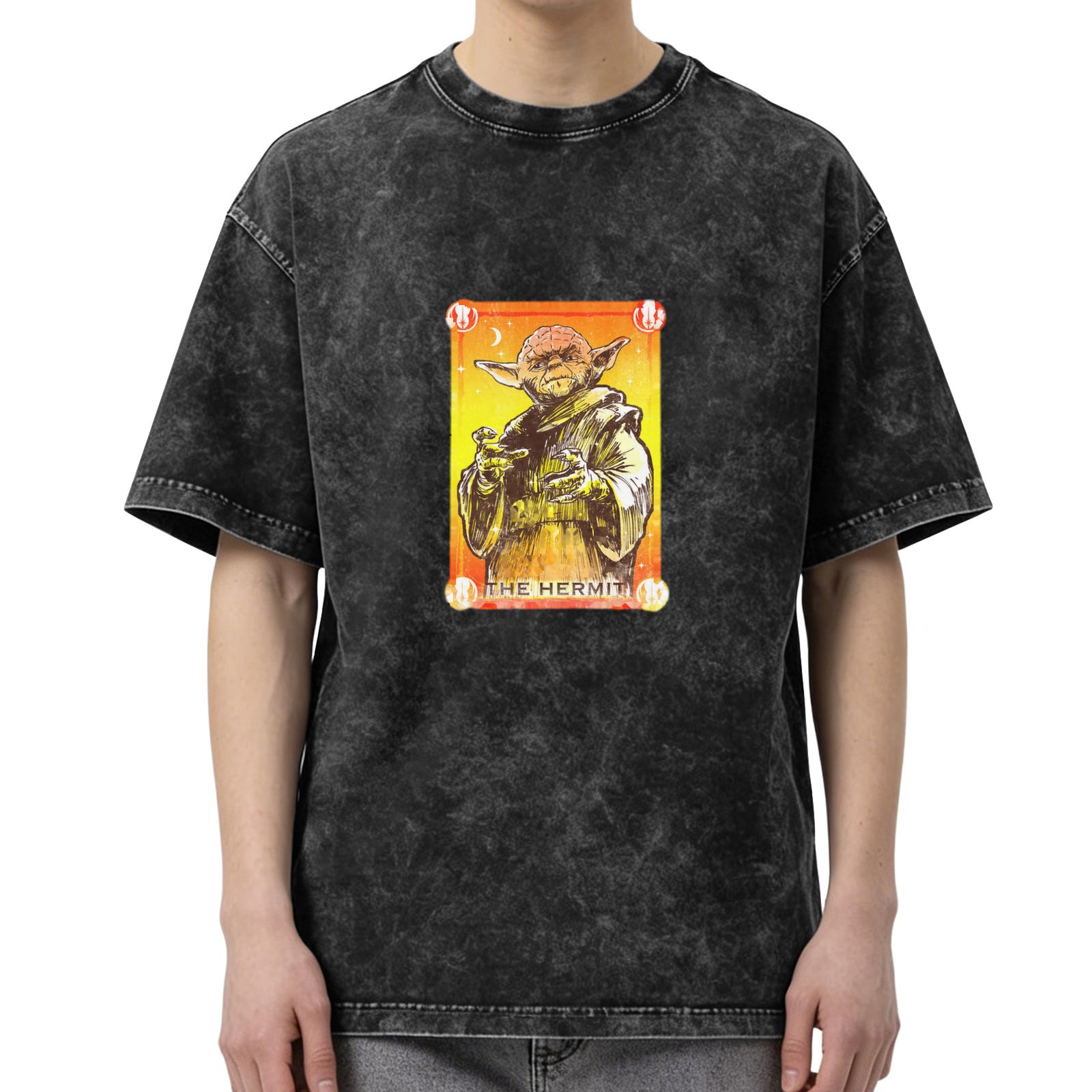Yoda The Hermit Tarot Card Graphic Stonewashed T-Shirt