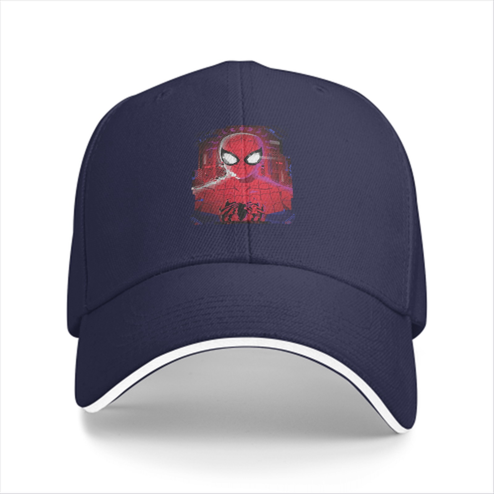 Black Baseball Cap With Spider-Man Graphic Print