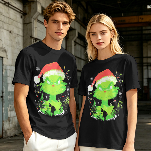 Olive Green Grinch Christmas Graphic T-Shirt