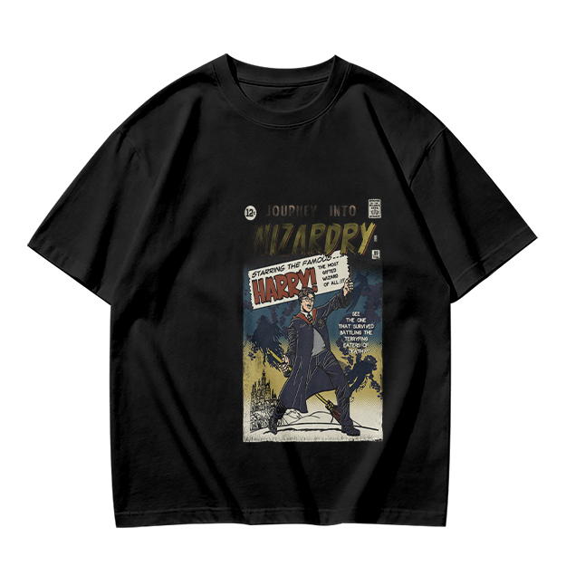 Olive T-Shirt With Wizardry Comic Style Harry Print