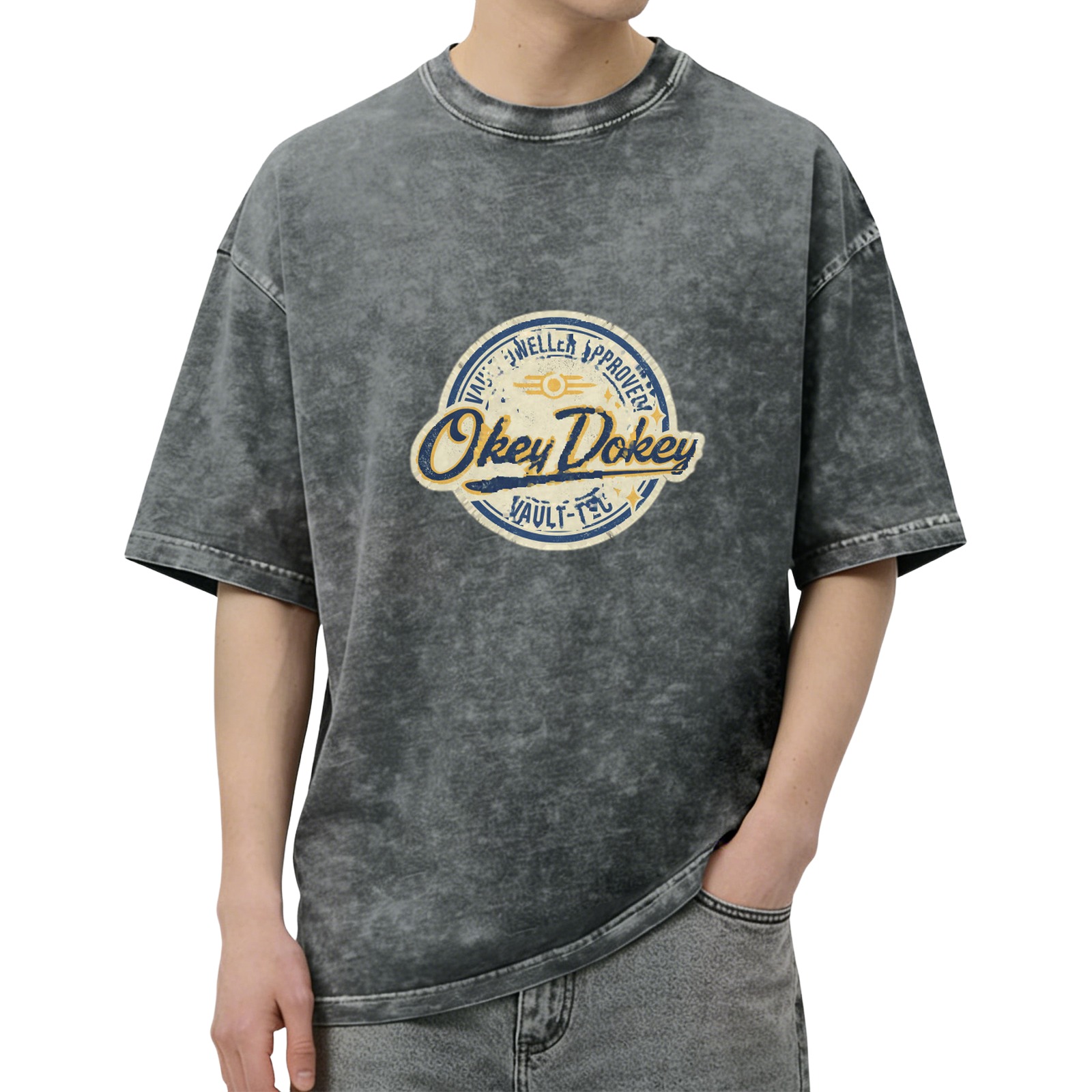 Okey Dokey Vault-Tec Graphic Stonewashed T-Shirt
