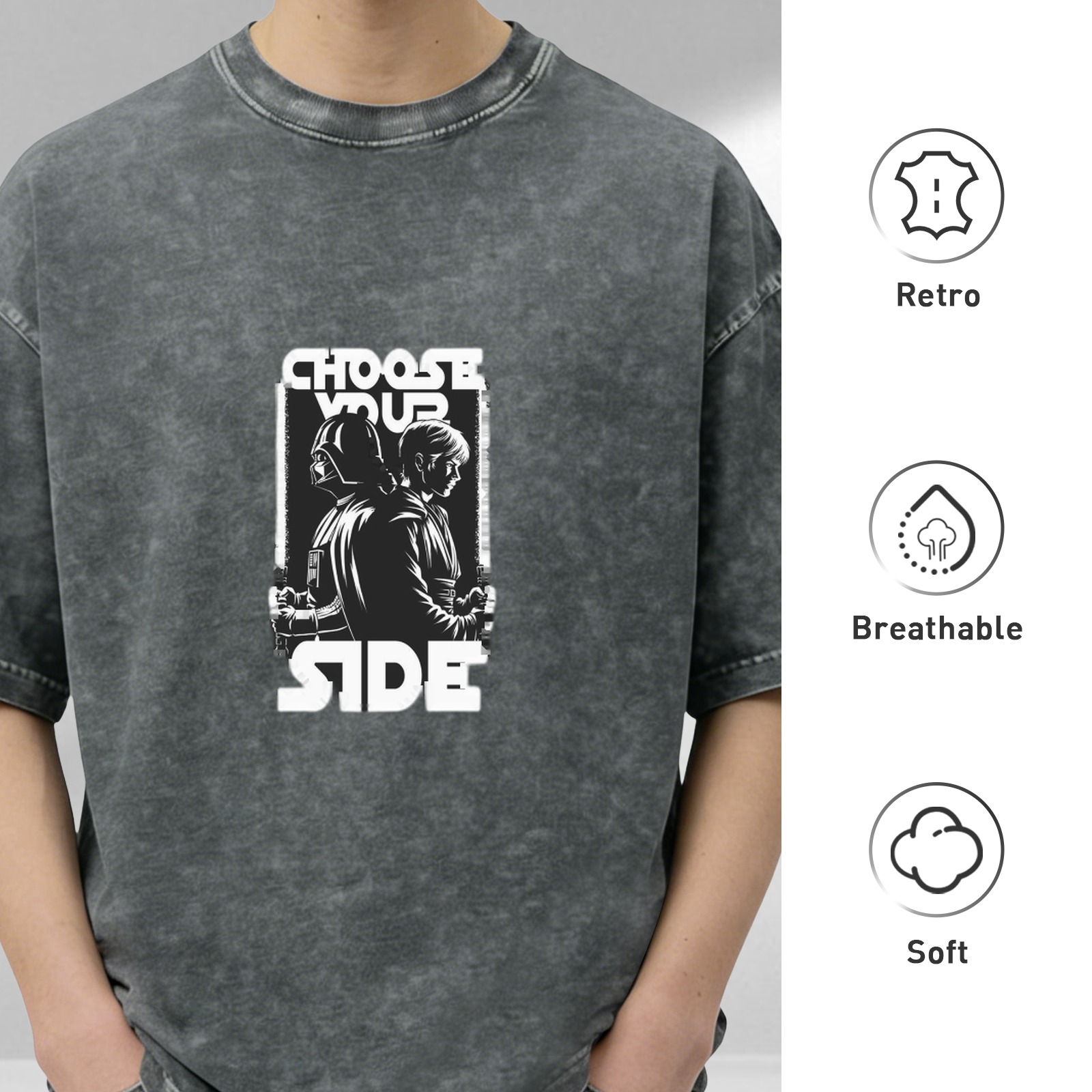 Star Wars Choose Your Side Graphic Acid Wash T-Shirt