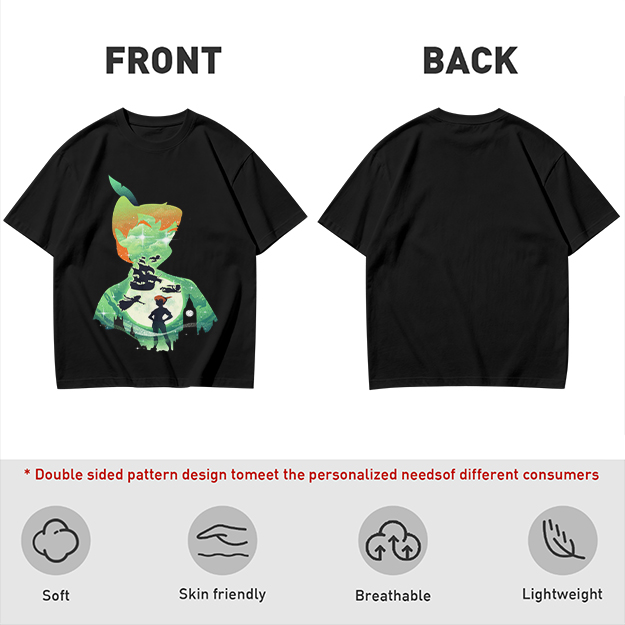 Olive T-shirt with Peter Pan Silhouette Artwork