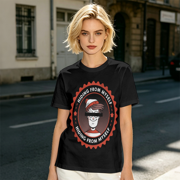 Olive T-Shirt With Hiding From Myself Graphic Print