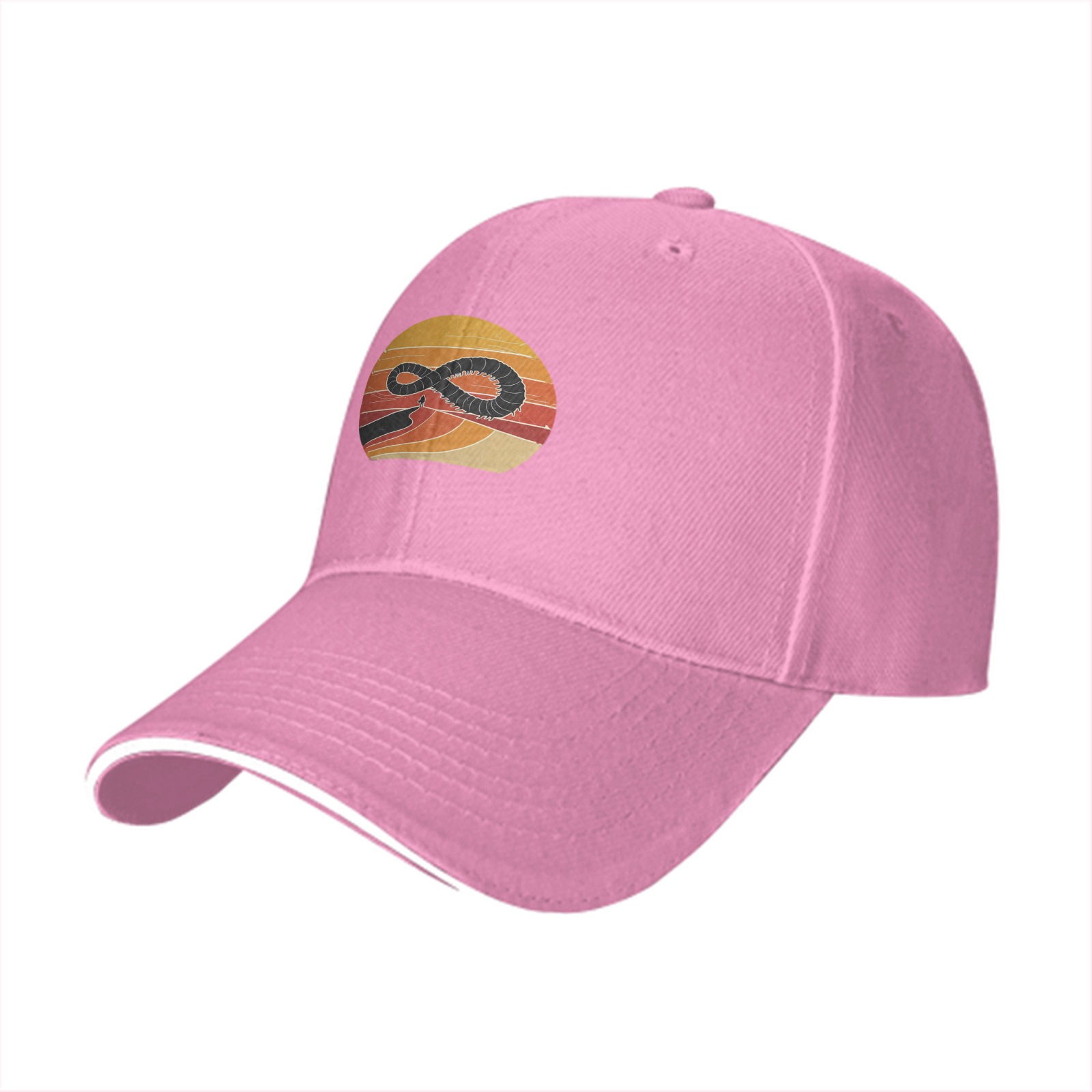 Black Baseball Cap With Retro Sunset Infinity Symbol Graphic