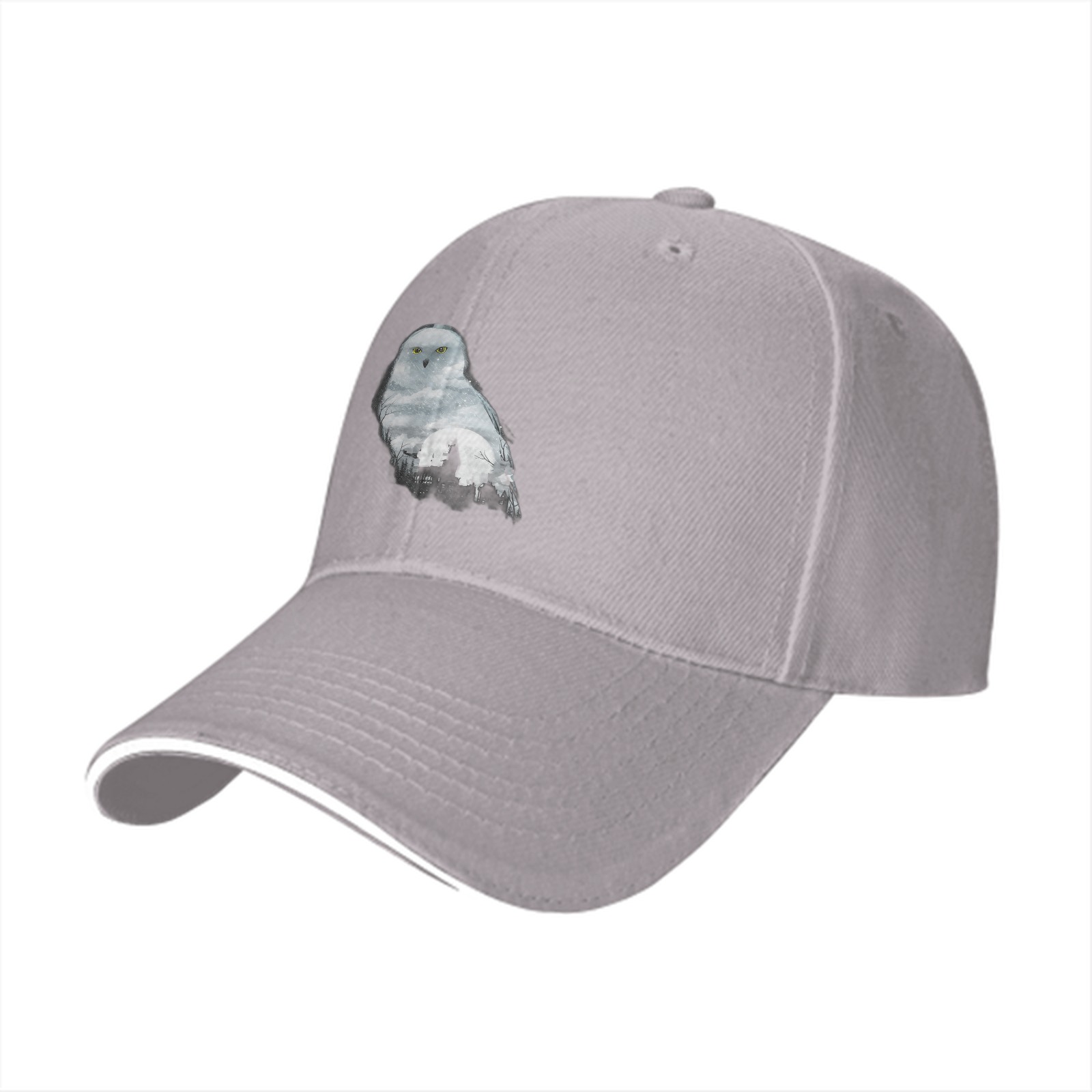 Black baseball cap with snowy owl and castle graphic