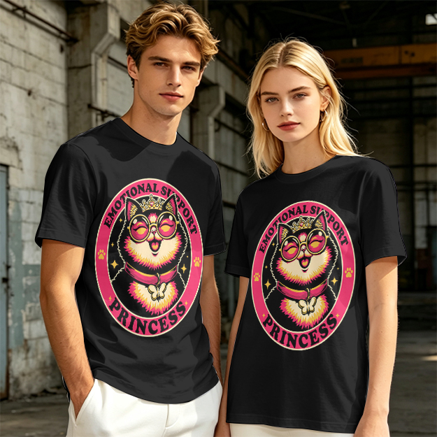 Emotional Support Princess Cat Graphic T-Shirt