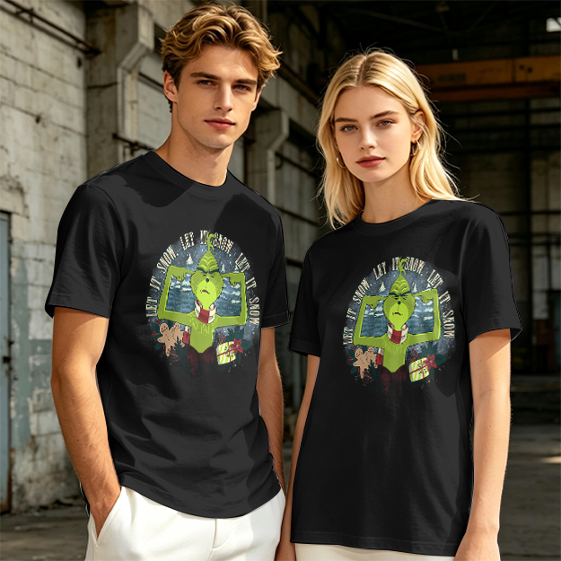 Olive Grinch Christmas Let It Snow Graphic T-Shirt