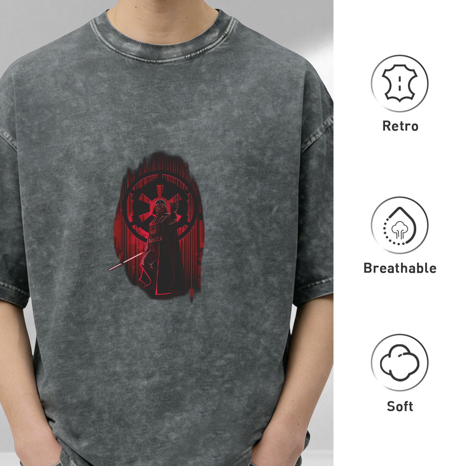 Star Wars Sith Imperial Emblem Graphic Acid Wash T-Shirt