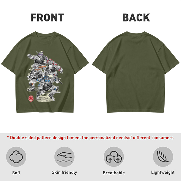 Olive T-Shirt Featuring Ninja Turtles Graphic Design