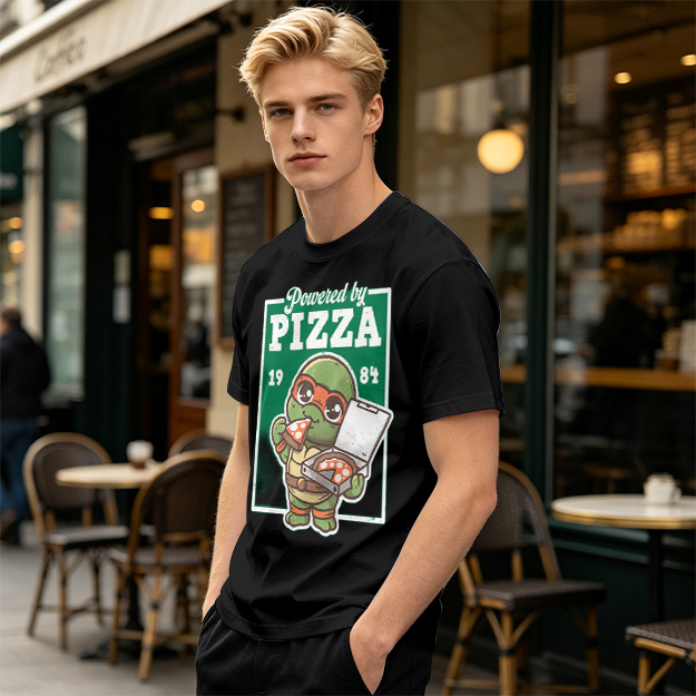 Powered by Pizza 1984 Cute Ninja Turtle T-Shirt